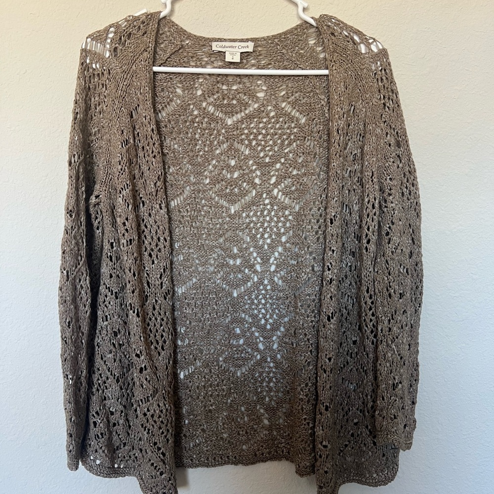 Coldwater Creek Women's Tan Open-Front Cardigan